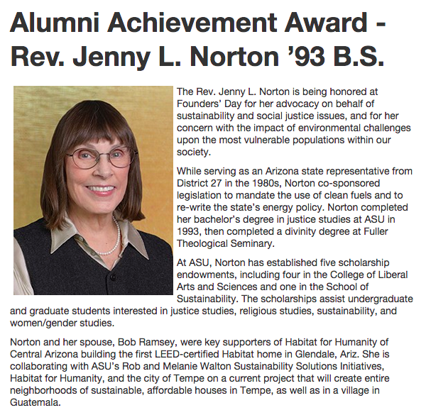 Jenny Norton Alumni Achievement Award ASU